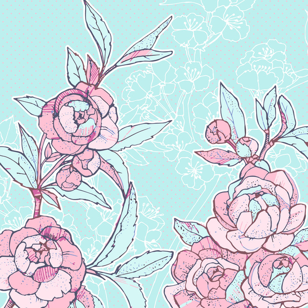 Vector floral background with peonies - Vecteur, image