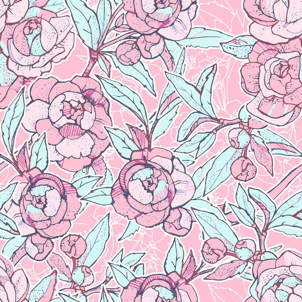 Vector floral seamless pattern with flowers - Vector, imagen