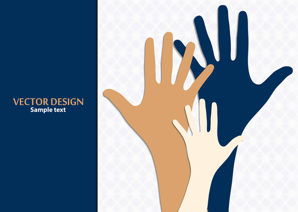 Raised hands, open palms. The concept of charity, volunteering, love, goodness, equality, racial and social issues. Vector illustration for your design. - Vector, Image