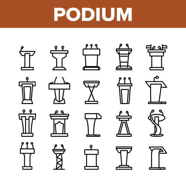 Podium Speaker Tool Collection Icons Set Vector - Vector, Image