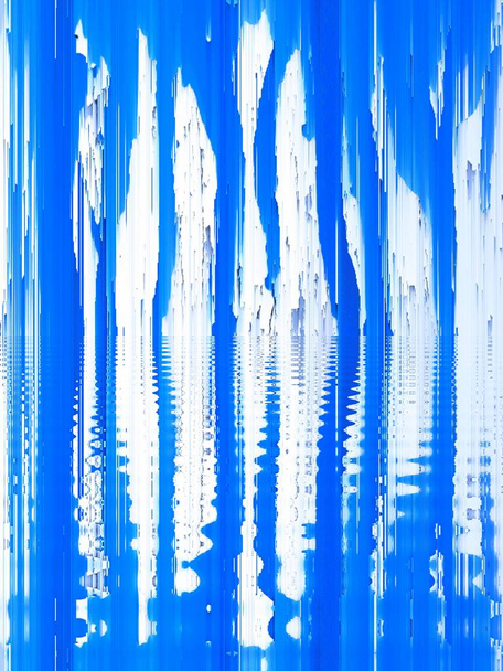 Bright BLUE and clean white paint drip flowing vertical lines water reflections ripple effects - Photo, Image