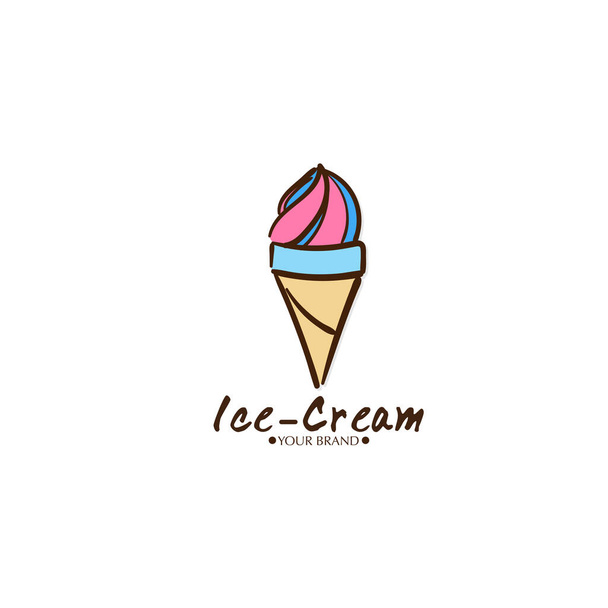 Ice cream dessert icon logo brand design graphic object. - Vetor, Imagem