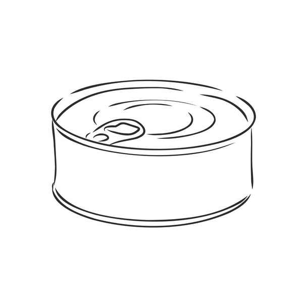 Handgezeichnete Skizze der Lebensmitteldose isoliert, Schwarz-Weiß einfache Linie Vektor Illustration Linie gezeichneter Vektor - Vektor, Bild