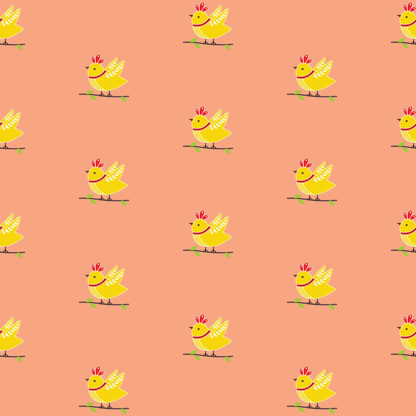 A seamless pattern of birds in pink background - Διάνυσμα, εικόνα