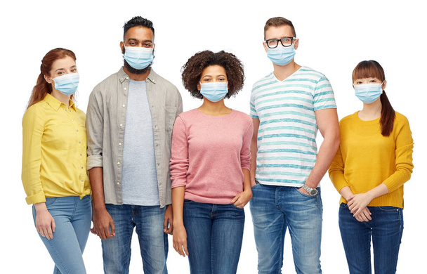 people in medical masks for protection from virus - Foto, Imagem