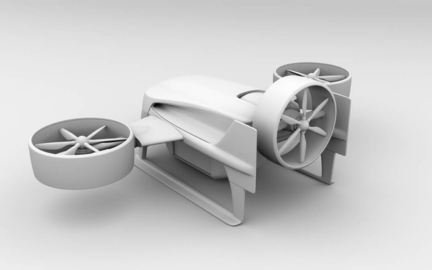 Representación de arcilla de estacionamiento de drones de entrega VTOL en el suelo. Imagen de renderizado 3D
. - Foto, imagen