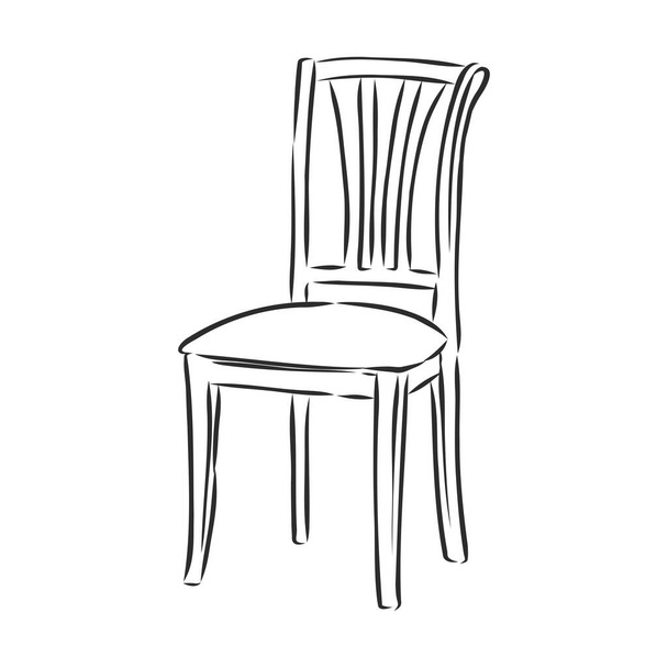 木製椅子スツールのベクトルハンドドロースケッチ. - ベクター画像