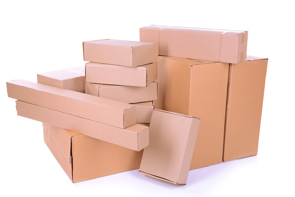 Different cardboard boxes isolated on white - Fotó, kép