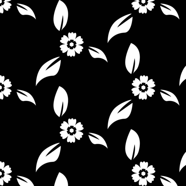 On the estate background of white flowers on black background for project, presentation, business - Vettoriali, immagini