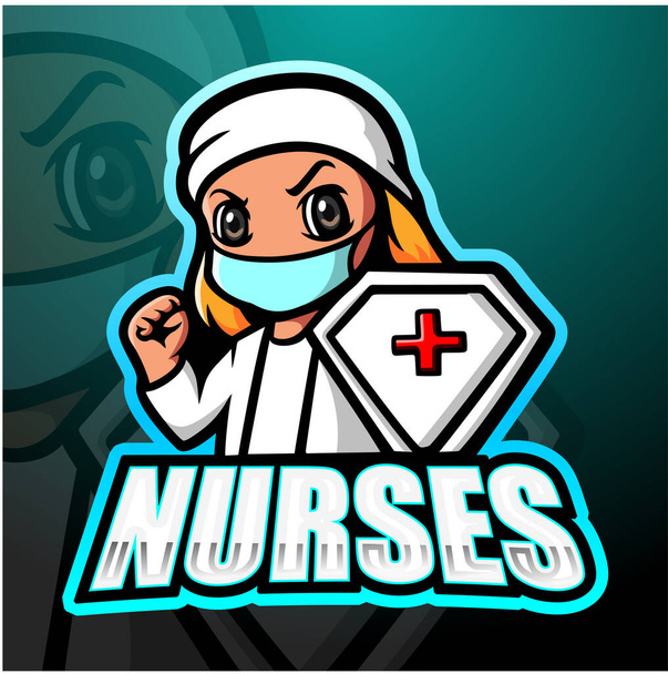 Enfermera mascota esport logo design
 - Vector, imagen