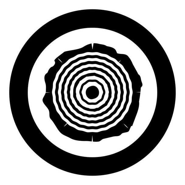 Κόψτε δέντρο Ξύλινα δαχτυλίδια κορμό Ξύλινη υφή εικονίδιο σε κύκλο γύρο μαύρο χρώμα διάνυσμα εικονογράφηση επίπεδη στυλ απλή εικόνα - Διάνυσμα, εικόνα