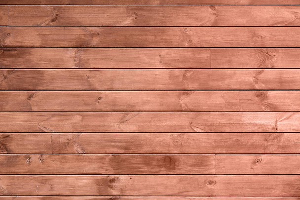 wooden texture from horizontal boards of brown color, close up. - Foto, afbeelding