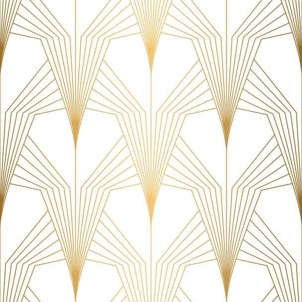 Art Deco pattern. Seamless white and gold background. Wedding decoration - Vector, Image