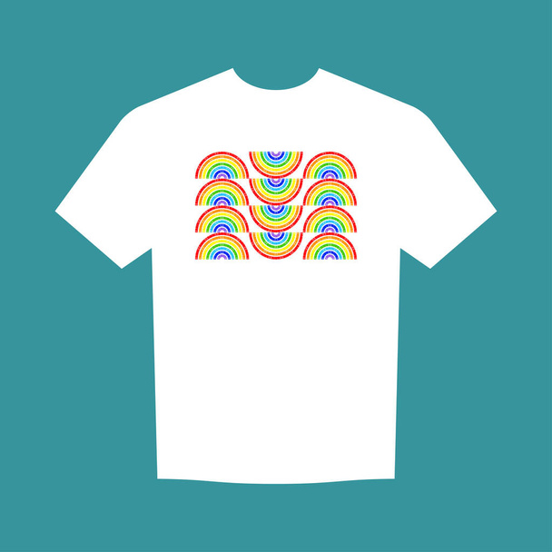 Rainbow. Positive pattern on the t-shirt. Vector illustration for web design or print.  - Vecteur, image