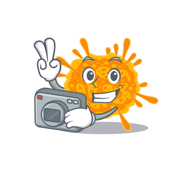 nobecovirus mascot design as a professional photographer working with camera - Вектор,изображение