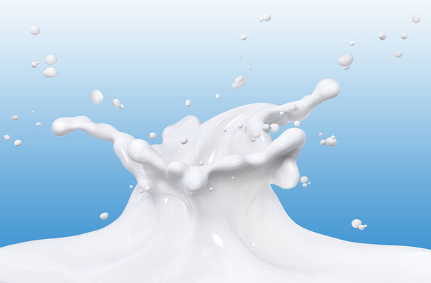 Splash van melk abstracte achtergrond, geïsoleerde 3D rendering - Foto, afbeelding