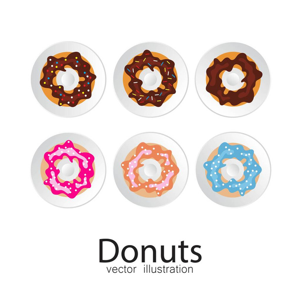 Donuts vector illustration isolated on white background. Flat design. - Vektör, Görsel