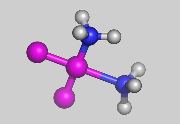 Platin komplexes molekulares Modell mit Atomen - Foto, Bild