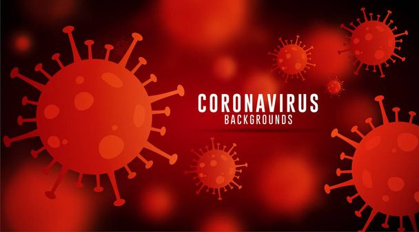 Tło koronawirusa, Covid-19 Tło, Tło wirusa, Tło koronawirusa z gradientem czerwonego Maroona - Wektor, obraz