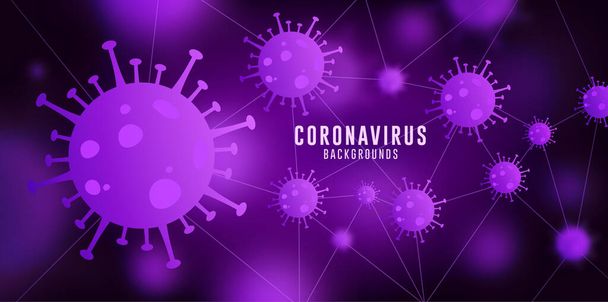 Antecedentes del Coronavirus, Antecedentes del Covid-19, Antecedentes del Virus, Antecedentes del Coronavirus con Gradiente Azul Morado
 - Vector, imagen