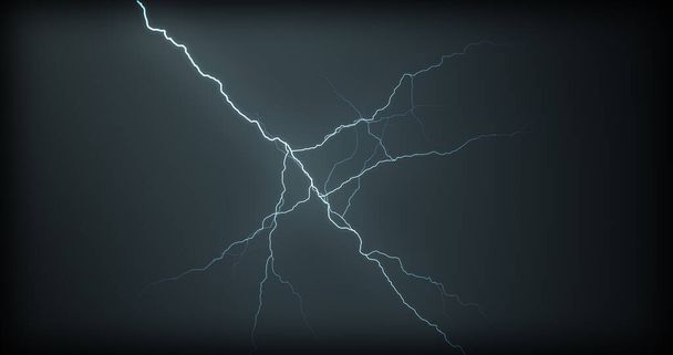 Lightning strikes op een zwarte achtergrond met realistische reflecties - Foto, afbeelding