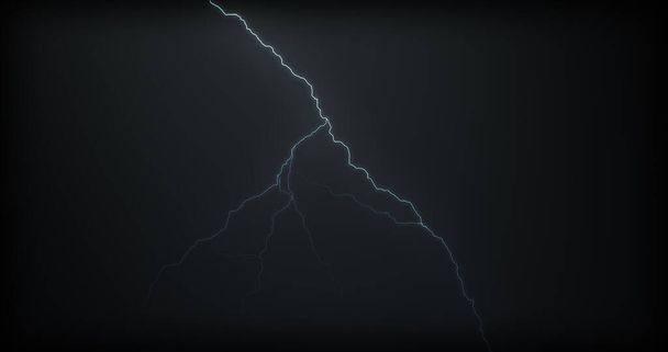 Blitz schlägt auf schwarzem Hintergrund mit realistischen Reflexionen ein - Foto, Bild