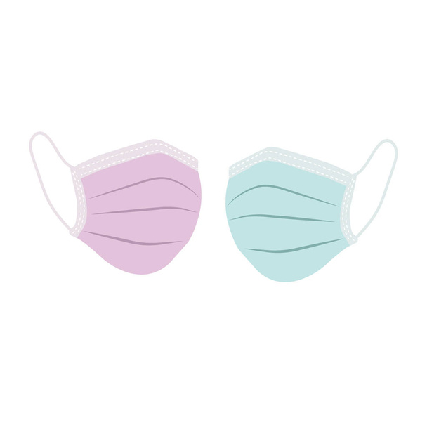 дві кольорові медичні маски в ізольованому векторі
 - Вектор, зображення