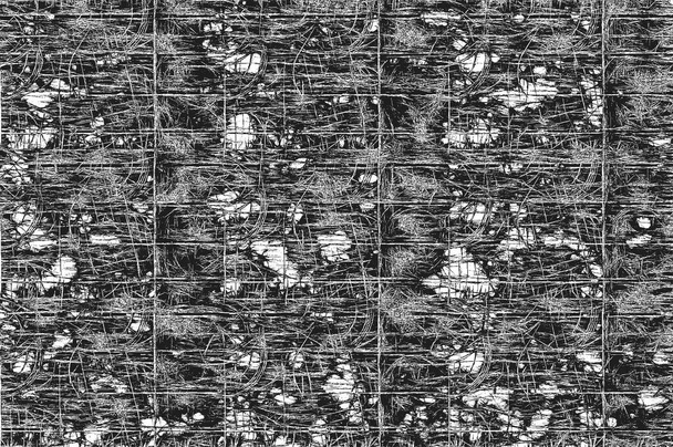 Distress old brick wall texture. Black and white grunge background. EPS8 vector illustration. - Vector, Image
