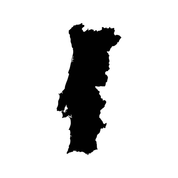 Векторная иллюстрация чёрного силуэта Португалии. Векторная карта
.. - Вектор,изображение