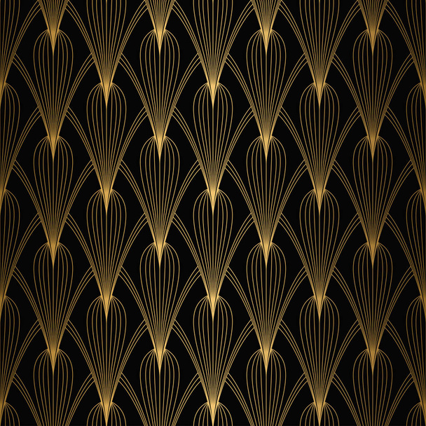 Patrón Art Deco. Fondo blanco y dorado sin costuras
 - Vector, Imagen