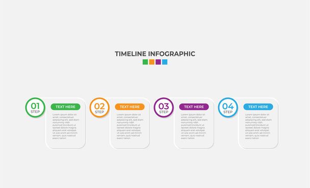 Zeitachse Infografischer Präsentationsvektor für Unternehmen oder Organisationen mit 4 Optionen - Vektor, Bild