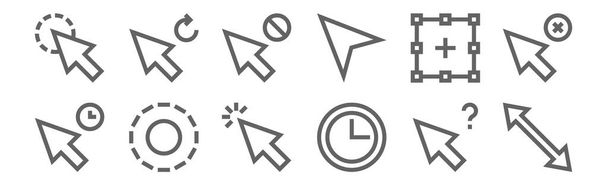 set of 12 selection and cursors icons. outline thin line icons such as cursor, cursor, cursor, - Vector, Image