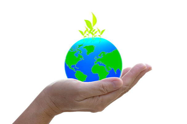 globe abstrait dans la main, protéger notre monde, sauver la terre
 - Photo, image
