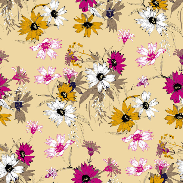seamless cut vintage flower with cream background,seamless pattern,background texture,floral pattern,abstract geometric background,vintage flower pattern,beautiful design on allover pattern - Photo, image