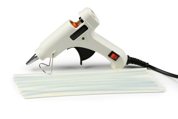 Electric hot glue gun isolated on white background. High resolution photo. With clipping path. Full depth of field. - Foto, Imagen
