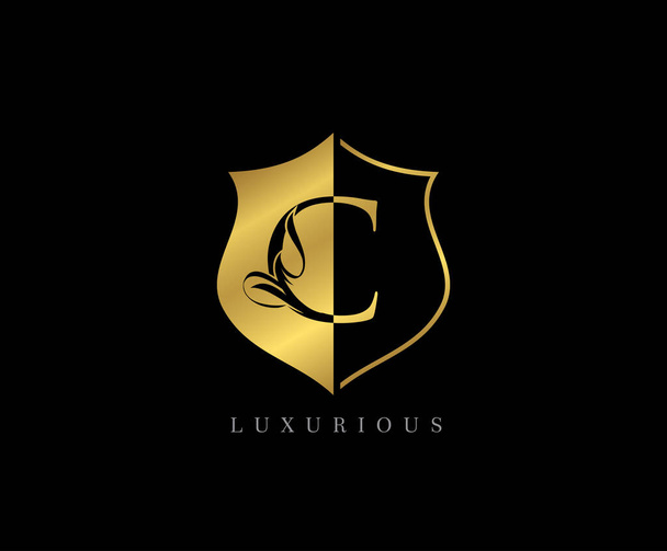 Luksusowy Złoty Tarcza C List Logo - Wektor, obraz