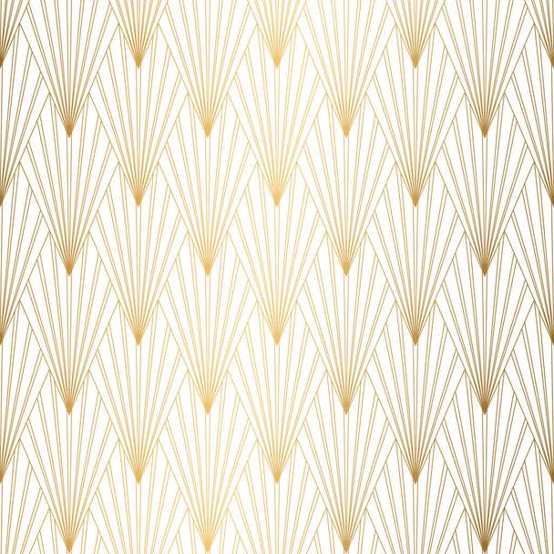 Art Deco pattern. Seamless white and gold background. Wedding decoration - Vector, Image