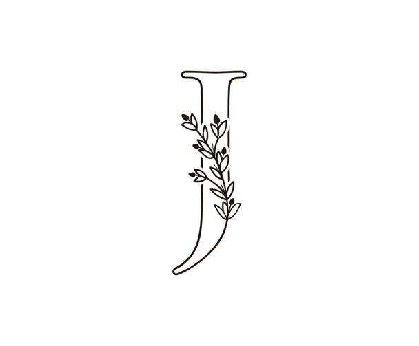 Vintage J Letter Luxury Logo Letter J With Elegant Floral Shape design perfect for fashion, Jewelry, Beauty Salon, Hotel Logo. Косметика, Спа Лого. Перебудова і режим ресторанів.  - Вектор, зображення