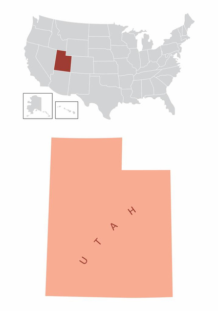 Utahin osavaltion kartta ja sen sijainti Yhdysvalloissa
 - Vektori, kuva