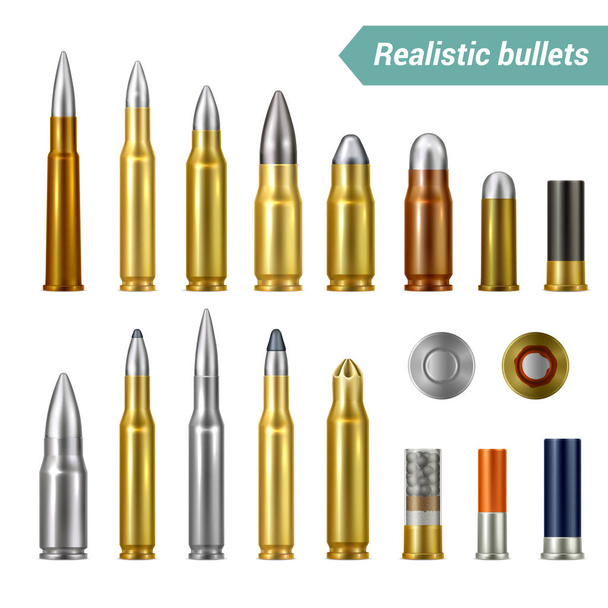 Bullets And Cartridges Realistic Set - Vector, Image