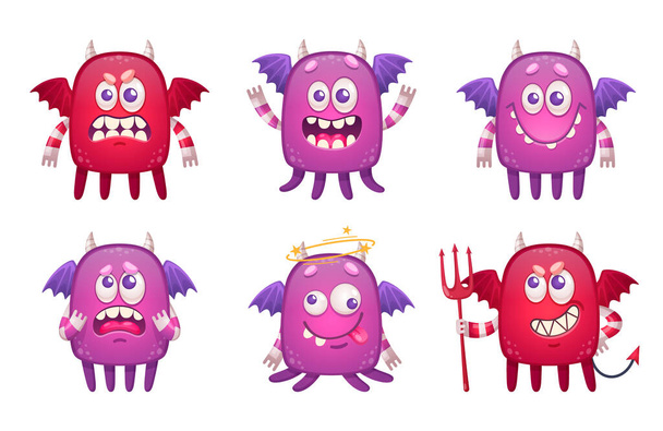 Monster Characters Emoticons Collection - Vector, Image