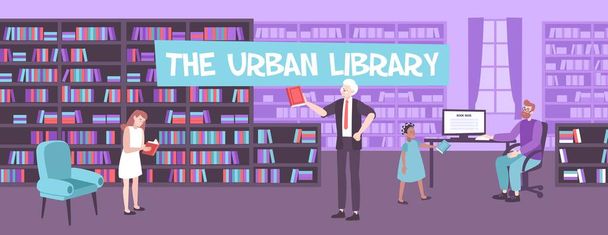 Biblioteca urbana Composizione piatta
 - Vettoriali, immagini