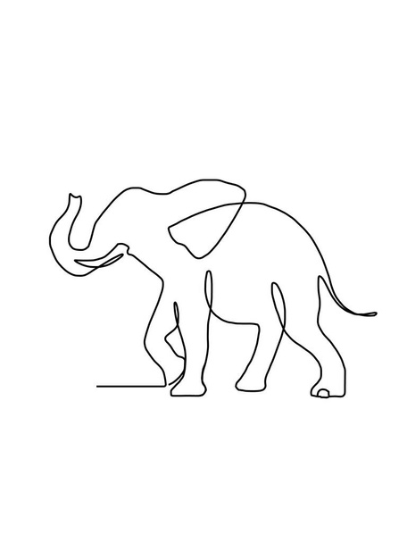 Непрерывные различные широкие линии рисунка. Символ ходьбы слона. Логотип слона. Векторная иллюстрация
 - Фото, изображение