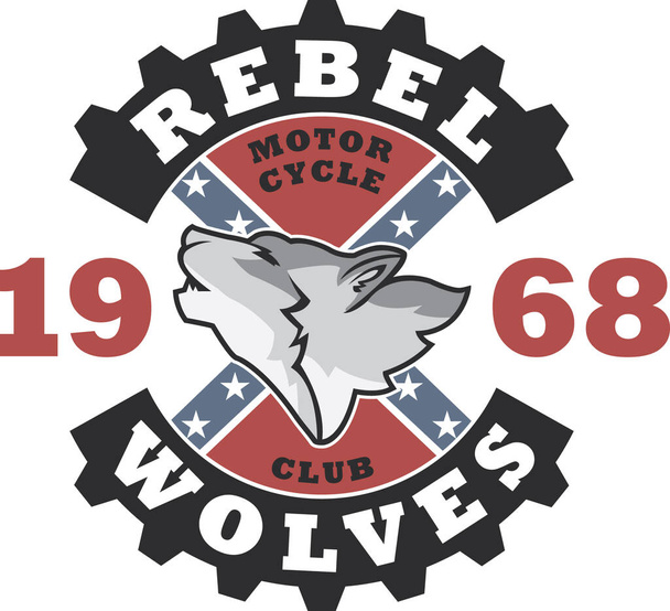 Biker 's kunstwerk' Rebel wolven 'voor t-shirt, poster...  - Vector, afbeelding