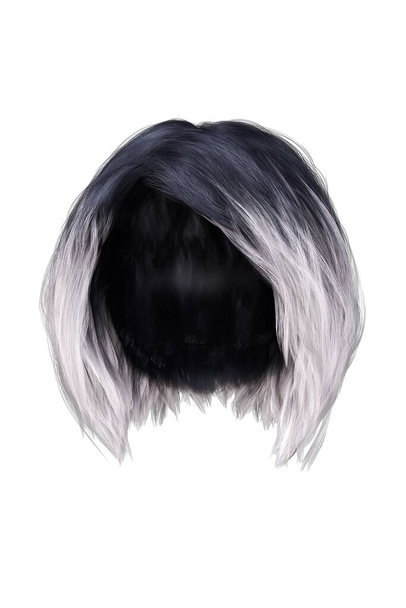 Rendering 3d, illustrazione 3d, capelli neri corti su sfondo bianco isolato
 - Foto, immagini