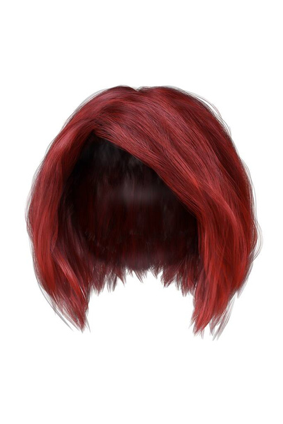 Rendering 3d, illustrazione 3d, capelli corti rossi su sfondo bianco isolato
 - Foto, immagini