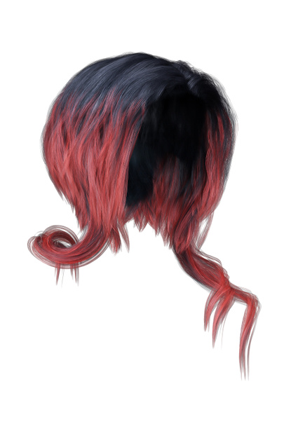 3D-Render, 3D-Illustration, kurze rote Haare auf isoliertem weißem Hintergrund - Foto, Bild