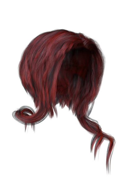 renderização 3d, ilustração 3d, cabelo vermelho curto no fundo branco isolado
 - Foto, Imagem