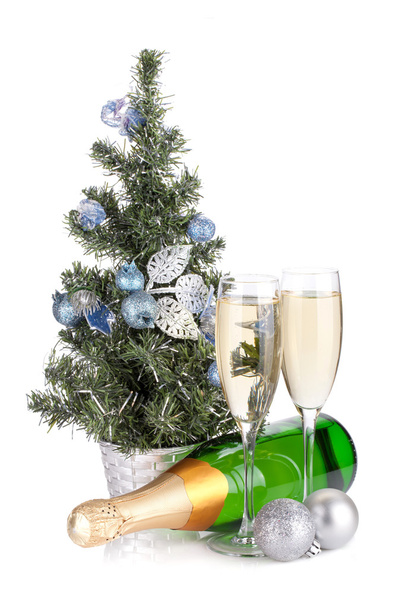 Champagne, firtree and christmas decor - Foto, imagen