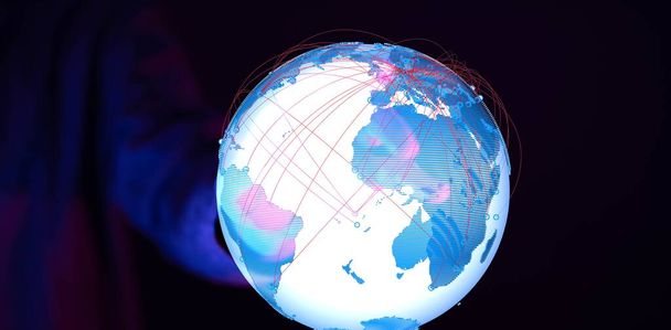 Wereldwijd netwerk en gegevensuitwisseling - Foto, afbeelding